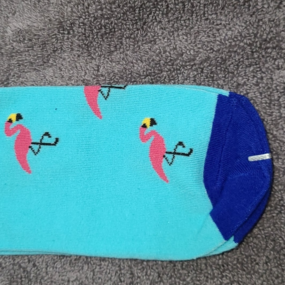 Pink flamingos! Blue toe socks - Picture 9 of 16